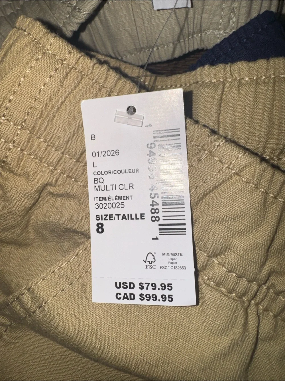 The Children’s Place Boys Cargo Shorts 4-Pack Size 8 NWT Uniform School